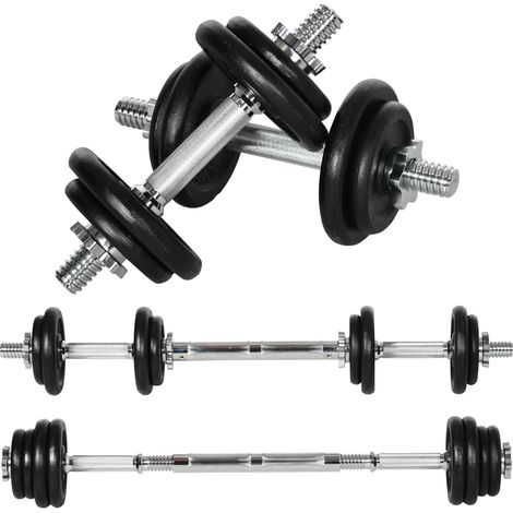 Set manubri regolabili 2 in 1 da 20 kg con barra di collegamento in ferro antiscivolo (1/5)