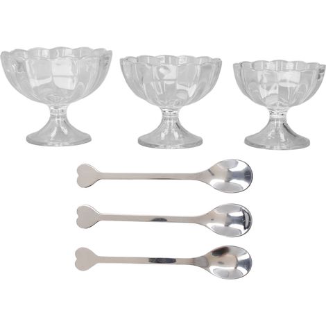 3 pièces Bols Desserts Tulipe avec Pieds Mignons - Idéal pour Glaces, Salades de Fruits, Cocktails - Transparents (1/5)