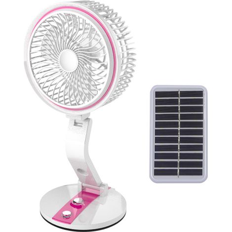 1 Ventilateur pliable, rechargeable USB, panneau solaire, lampe LED 360°, angle 80°, bureau (1/5)
