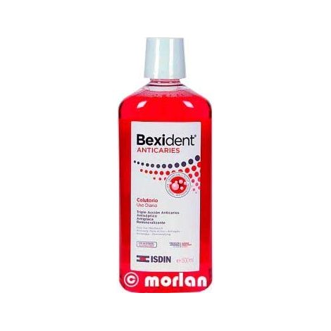 ISDIN Bexident Anticaries Colutorio con CPC + Flúor y Extracto de arándano rojo, Triple acción anticaries y antiplaca para toda la familia, Uso Diario, Uso diario,500ml