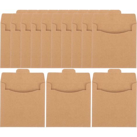 50 pochettes en papier kraft pour CD et DVD, sachets de rangement et enveloppes pour CD-15X12CM-Light Brown (1/3)