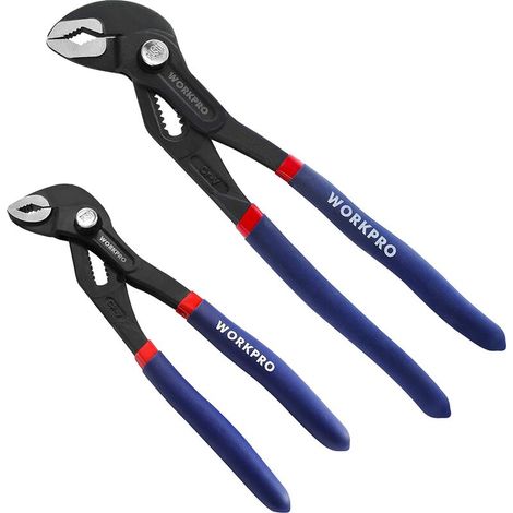 – Pince multiprise réglable 2 pièces 180 et 250mm – Serrage rapide pour formes rondes, plates, carrées et hexagonales – Acier au chrome vanadium (1/5)
