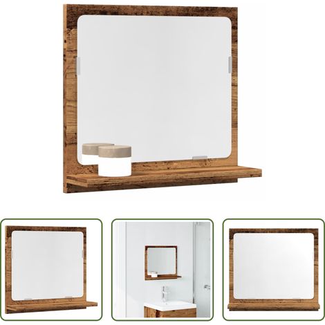 vidaXL Bois d'ingénierie - Armoire à miroir de salle de bain vieux bois bois d'ingénierie (1/5)