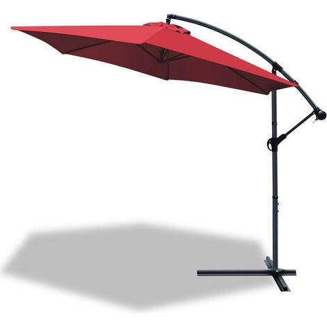 VOUNOT® Ampelschirm mit Schutzhülle, Sonnenschirm 300 cm, Rot (1/5)