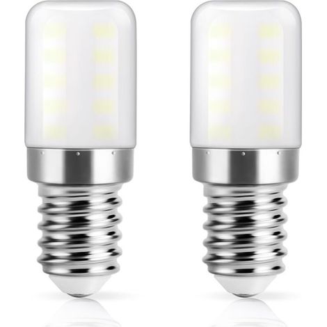 Ampoule LED réfrigérateur E14, Blanc froid 6000K, 3W remplace l'ampoule halogène 30W pour réfrigérateur, 300lm, Petit culot à vis lampe LED pour frigo, hotte, machine à coudre, 2 Unité [Classe énergét (1/5)