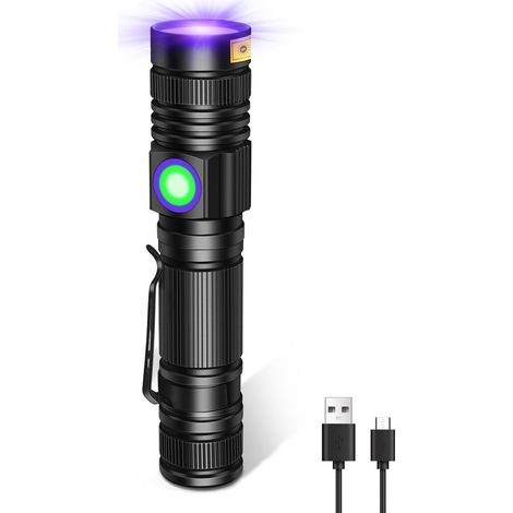 Torcia UV ricaricabile da 395 nm - Luce nera compatta per resina e nail art - Include occhiali di protezione UV - Luce di rilevamento multifunzionale (1/5)