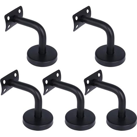 Set mit 5 schwarzen Handlaufhalterungen aus Edelstahl für Treppengeländer, 60 x 60 mm (1/5)