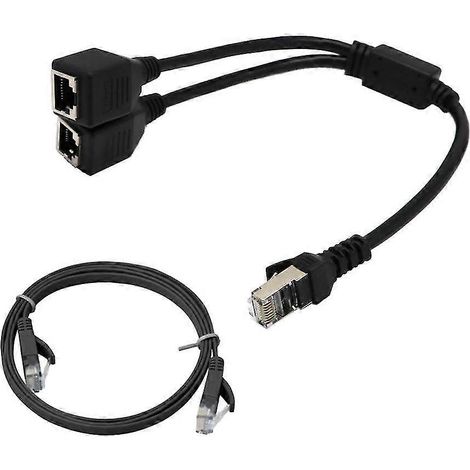 Adaptateur répartiteur de réseau Ethernet LAN 1 vers 2 prises avec câble LAN (1/5)