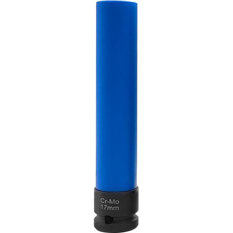Douille à impact 1/2'' 17 mm pour écrous de roue, en acier CR-MO extra profond à paroi mince, non marquante. (1/5)