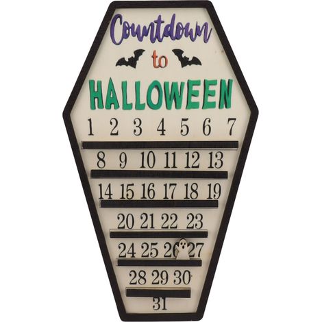 Wiederverwendbarer Halloween-Countdown-Kalender – DIY-Wanddekoration aus Holz für Party, Büro oder Tisch (1/5)