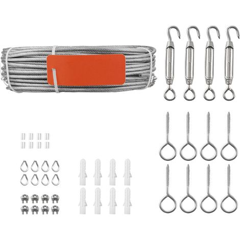 Câble acier inoxydable 304, diamètre 3,2 mm, longueur 30,5 m, kit câble inox pour garde-corps, treillis et guirlandes (1/5)