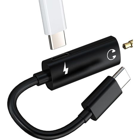 Adaptateur USB-C vers jack 3,5mm câble répartiteur audio pour casque chargeur pour iPhone 16 15 Pro Max compatible avec Samsung Galaxy S23 S24 pour Apple pour iPad port écouteurs Type-C dongle voiture (1/5)