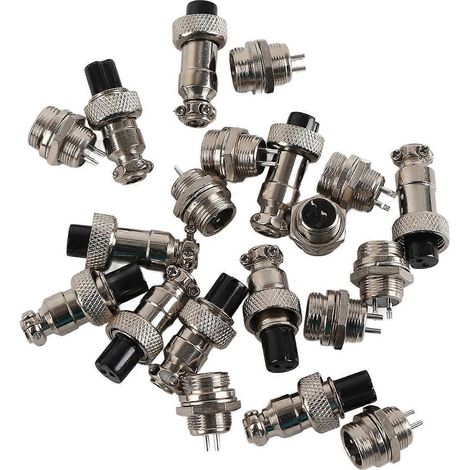 Lot de 10 connecteurs aéronautiques GX12 à 2 broches de 12 mm, prise métallique