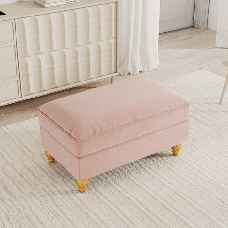 Windsor-Hocker en chenille rose, coussin moelleux pour canapé, décoration salon chaleureuse, lot de 2 housses antidérapantes 50x50 cm. (1/5)