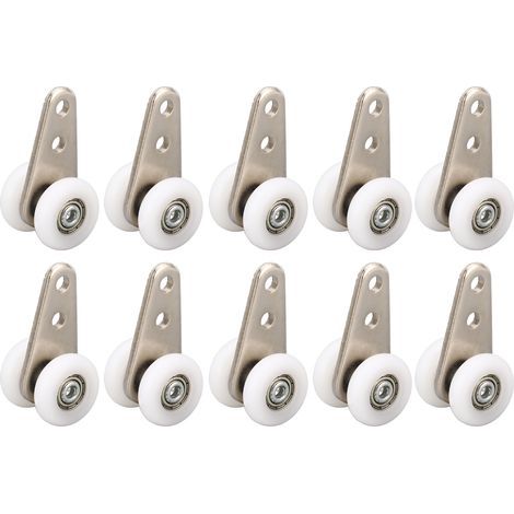 Poulie en Nylon de 23mm, 10 pièces, support en acier inoxydable, rouleau de roue suspendu pour porte coulissante et fenêtre blanche (1/5)