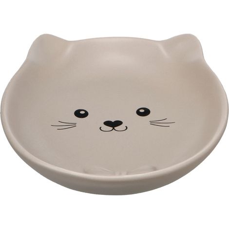 Gamelle ovale en céramique pour chat Anti-Stress taupe 230 ml (1/5)