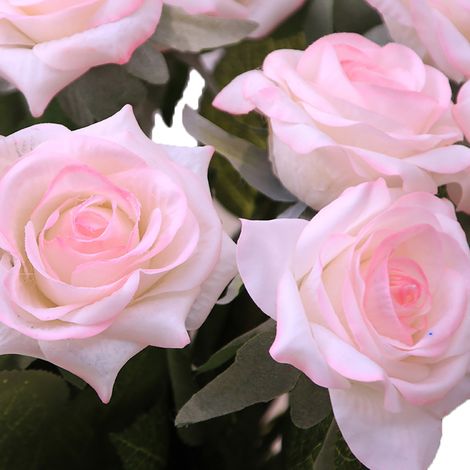 Bouquet De Fleurs Artificielles - Tissu Haute Qualité Rose Pâle - Décoration Maison Bureau Fête Mariage - 1 Pièce (1/2)