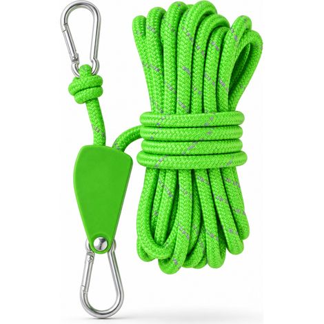 Corda tirante riflettente 6 mm x 5 m per tenda verde fluo (1/5)