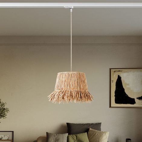 Creative Cables - Projecteur sur rail Honolulu avec abat-jour en raphia - Ampoule incluse (1/5)
