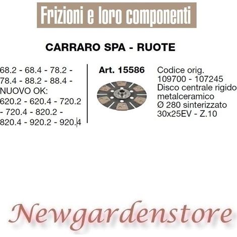 Disco de embrague 15586 CARRARO tractor 68.2 68.4 78.2 620.2 920.2 30x25EV Z10