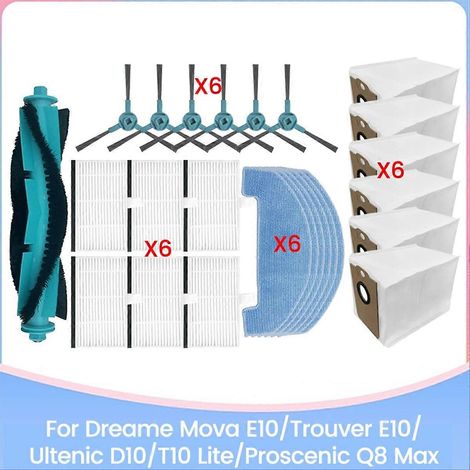 Pièces détachées pour aspirateur E10/Trouver E10 D10/T10 Lite Q8 Max : brosse, filtre HEPA, sac à poussière, serpillière (1/5)