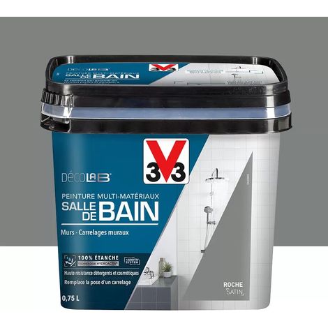 V33 – Peinture étanche multi-matériaux pour salle de bain – Adhérence sur toutes surfaces – Résiste à l'humidité et aux variations de température – 0,75 L