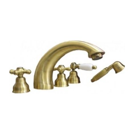 Paffoni Iris IRV044BR Serie Wannenbatterie für den Wannenrand mit bronziertem Umsteller  Messing - Bronzato
