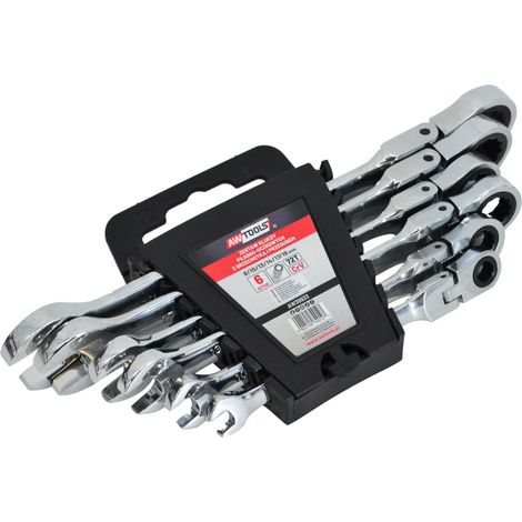 AWTOOLS Gelenk-Ratschenschlüssel-Satz 8-19mm, 6-teilig, professionelles Werkzeug, hochwertiger Stahl, flexibles und praktisches Design.