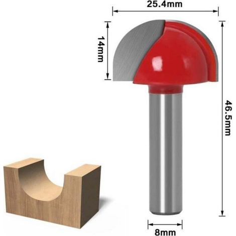 Fraise A Fond Rond - Tige 8 Mm - Diametres De Coupe 12 16 19 22 25 4 Mm - Pour Defonceuse Cnc Et Portative - Lot De 5 (1/4)