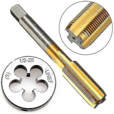 Taraud et taraud rond haute dureté UNF 1/2 -28 HSS revêtus de titane, jeu d'outils de filetage à droite pour le traitement des moules (1/4)