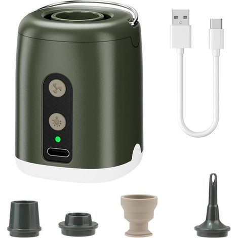 Minibomba eléctrica 2 en 1,con iluminación LED y 4 boquillas. Minibomba para colchones de aire,apta para inflar y desinflar (1/2)