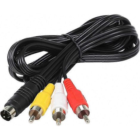 Adaptateur câble TV AV mâle S-Vidéo 4 broches noir de 1,5 mètre vers 3RCA AV, en bon état. (1/4)