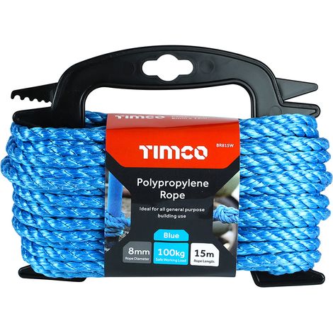 TIMCO Blue Polypropylene Rope on Winder - 8mm x 15m