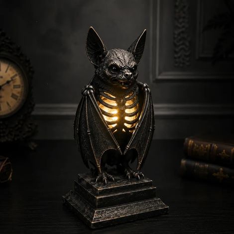 New Raven Skeleton Lamp Halloween Resin Decorative Table Bat Skeleton Lamp - USB Version