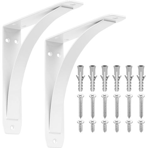 2 Pcs Equerre Etagere Murale blanc, Equerre Charge Lourde, Supports Équerre Étagère de Fixation Etagere Murale Vintage, Supports d'Étagère Murale à 90 Degrés Metal pour Meuble, 200x200x40 mm (1/5)