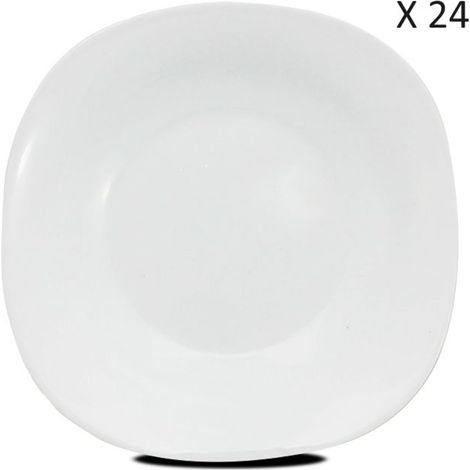 Assiette creuse carrée - JUANIO - 23x23 cm - Lot 24 - Verre opale - Micro-ondes & lave-vaisselle (1/4)