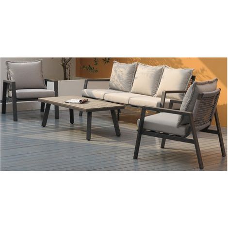 Amicasa Set Da Esterno Alex BRH 10114 3 Posti Grigio E Beige