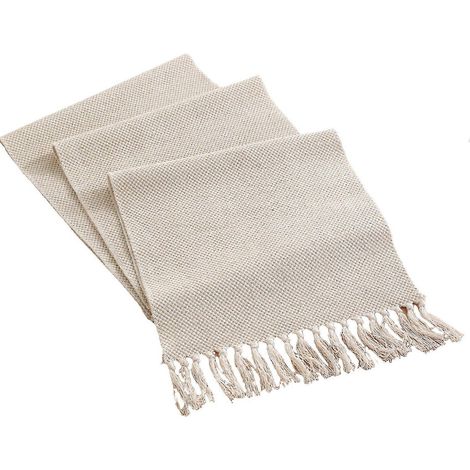 Chemin de table style ferme, chemin de table rustique vintage, chemin de table basse tressé en coton, beige tissé (1/5)