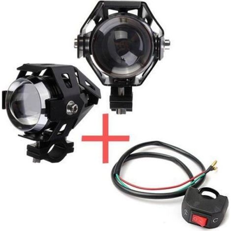 Phare Antibrouillard LED - 2 x 125 W - 3000 LM - CREE U5 - Tension 12-72 V - Pour Moto - Noir