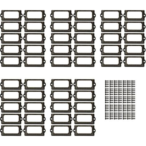 50 porte-étiquettes à cadre, porte-étiquettes en métal, porte-étiquettes pour tiroirs, pour plaques signalétiques, (1/5)