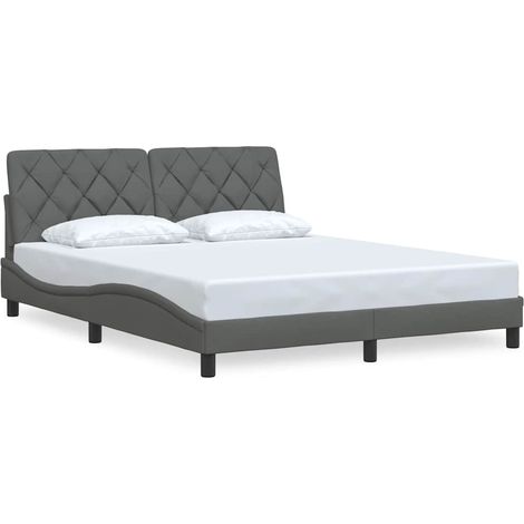 Lit double,Lit adulte,Cadre de lit sans matelas gris foncé 160x200 cm tissu CFW4279307 (1/5)