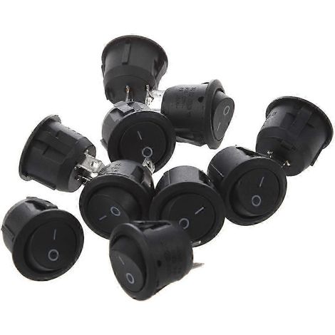 Lot de 10 interrupteurs à bascule ronds noirs 6A/10A 250V (SPST) à action rapide, pour bateaux. WHBYV (1/4)