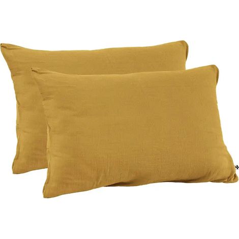 Lot de 2 Taies d’Oreiller en Double Gaze de Coton – 50 x 70 cm – Safran (1/3)