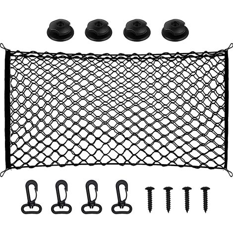 Filet de Rangement Coffre de Voiture 40x110cm Filet Voiture pour Chien Sac de Rangement Arrière de Voiture Filet de Rangement Coffre de Voiture en Maille Bagage (1/5)