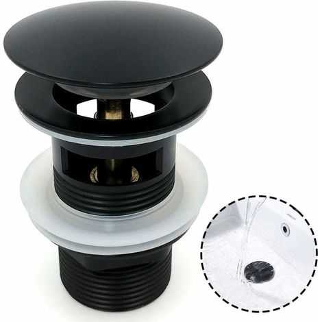 Égouttoir de lavabo de salle de bain, grande surface Pop Up Chrome Pop Up Drain, Pop Up automatique avec trop-plein, cuivre Pop Up Crack Stopper Égouttoir de lavabo de salle de bain (Noir) (1/5)