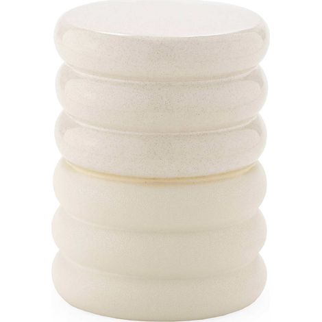 Tabouret blanc en céramique design moderne pour salon ou terrasse - Blanc crème céramique
