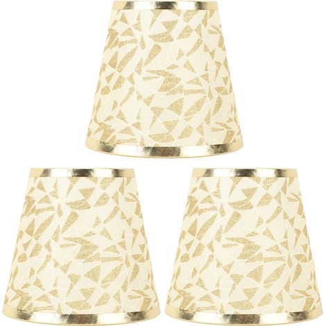 Lampenschirm aus Stoff zum Anclipsen, modernes, tonnenförmiges Design, für E14-Glühbirnen, Kronleuchter oder Wandleuchten, 3er-Set, Gold