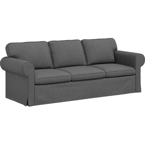 Canapé Gris foncé 215 x 82 x 80 cm tissu (1/5)