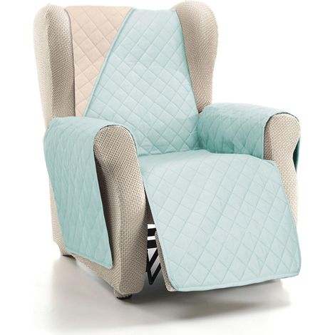 Housse de canapé 1 Place Relax réglable - Housse de canapé 1 Place Relax réversible, Beige/Aigue-Marine rembourrée et Extra Douce, 100% fabriquée en Espagne (1/5)