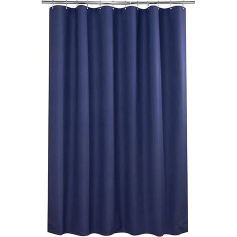 Petit Rideau de Douche d'Angle 36x72 Pouces (91x183cm) - Bleu Marine Demi-Taille - Tissu Étroit pour Décoration Salle de Bain - avec Crochets